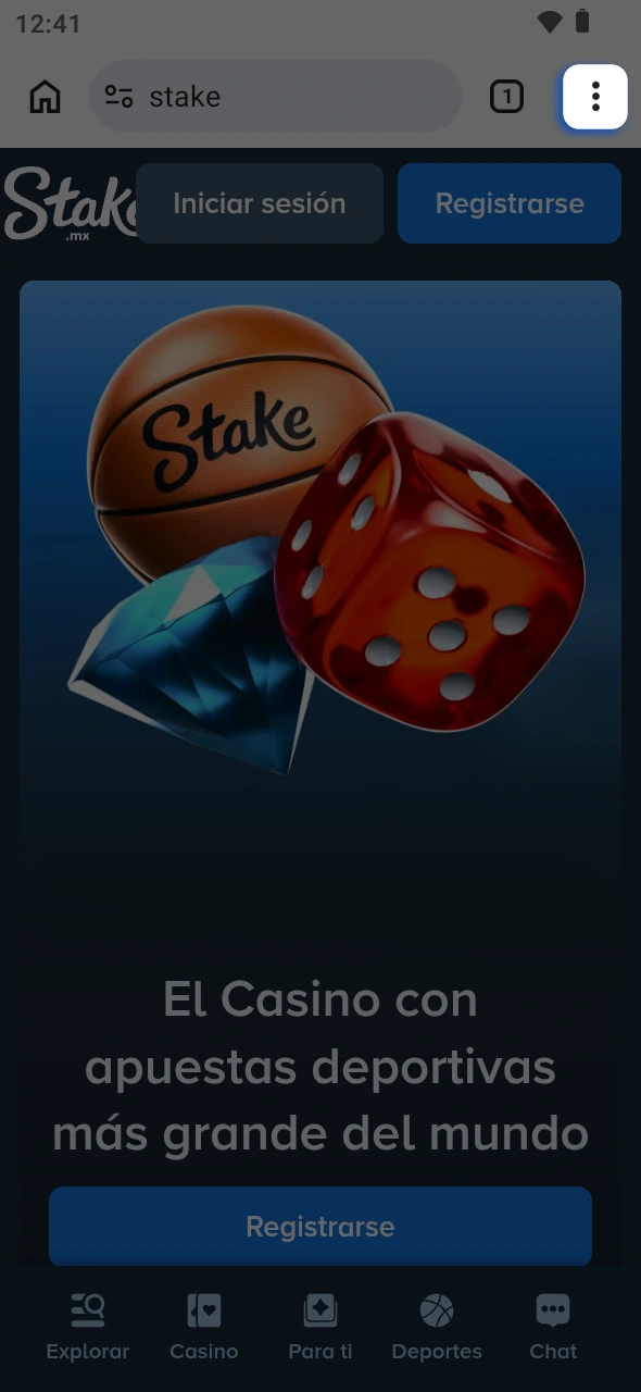 Despliega las opciones en tu Android para bajar la app de Stake.