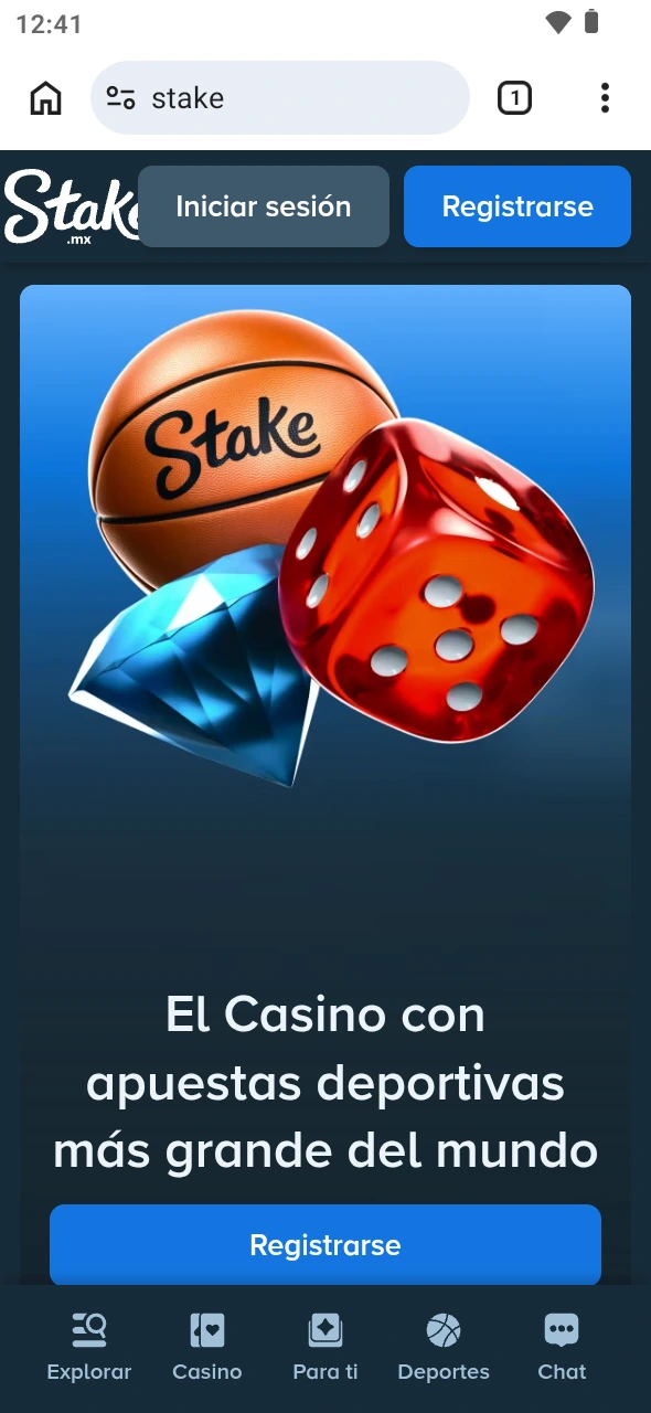 Entra al sitio de Stake desde Android y descarga la aplicación.