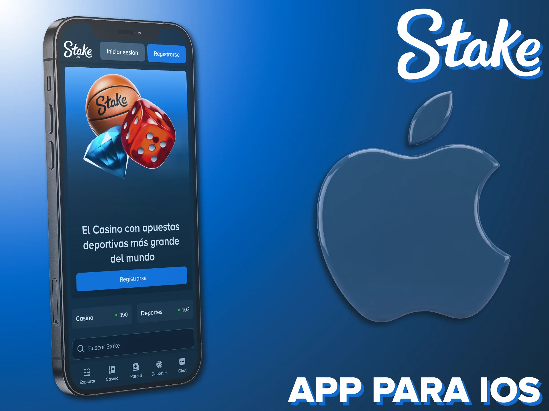 Baja la aplicación de Stake en tu iOS y realiza apuestas seguras.