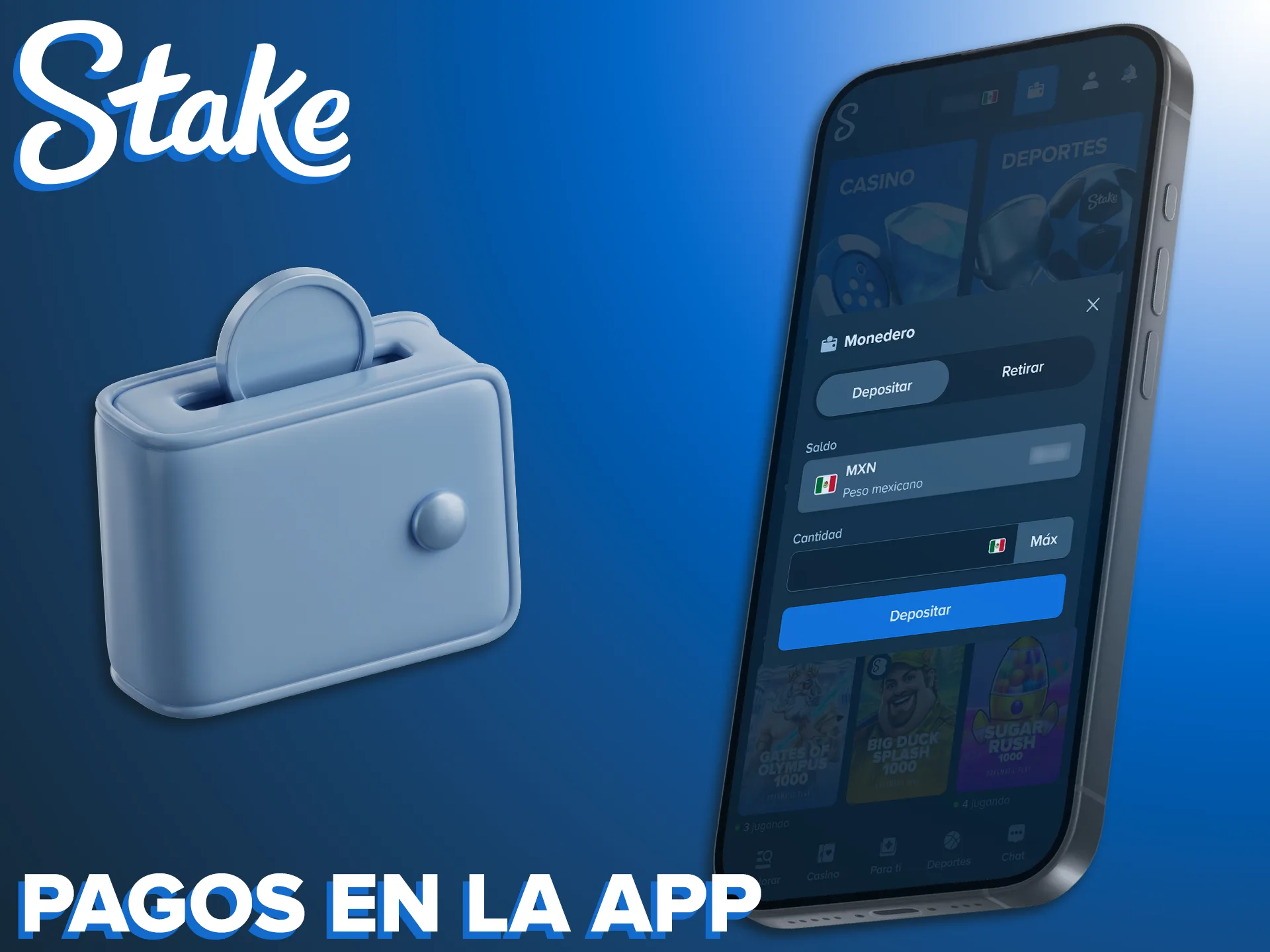 Recarga tus fondos fácilmente usando la aplicación de Stake de forma segura.
