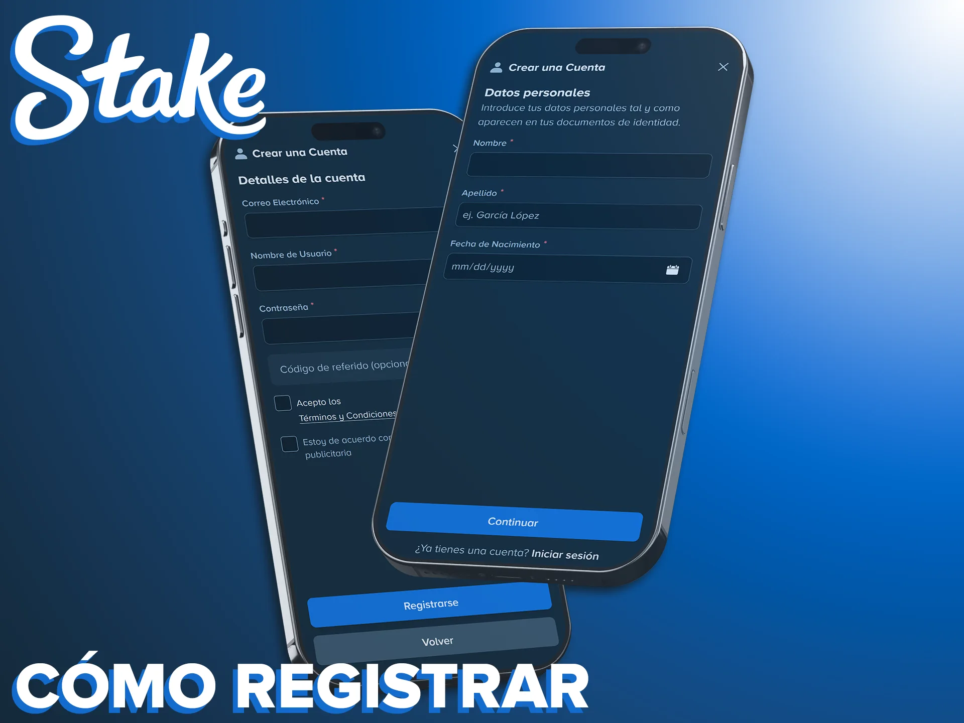 Abre tu cuenta nueva desde la app de Stake y empieza rápido.