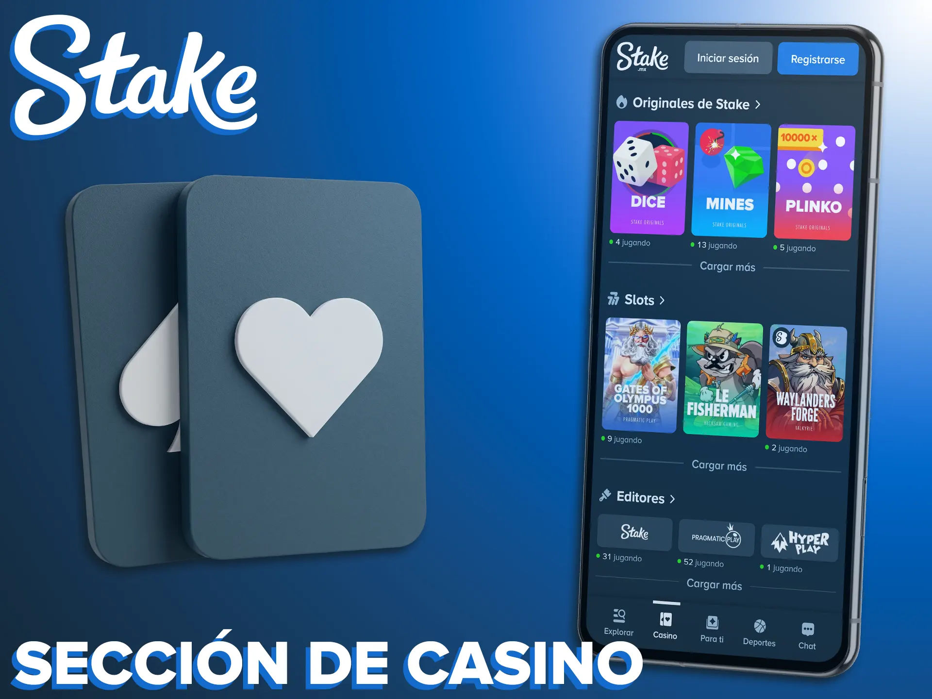 Prueba tu suerte en los juegos de casino mediante la Stake app.