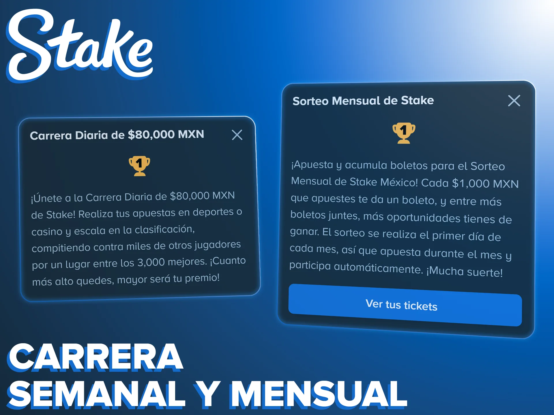 Participa en las carreras de Stake para ganar bonos increíbles siempre.