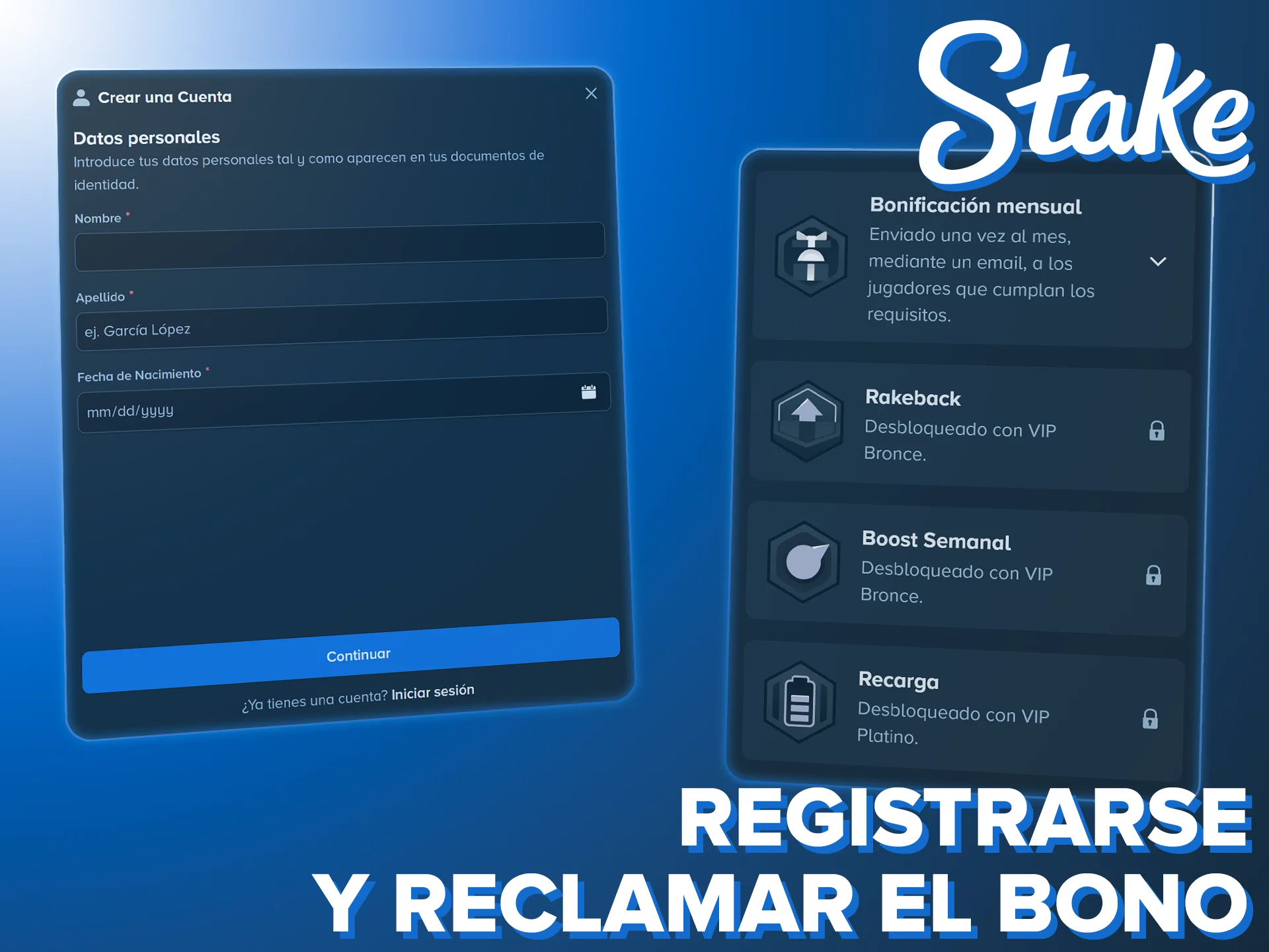 Crea tu cuenta en Stake rápidamente para recibir este gran bono.