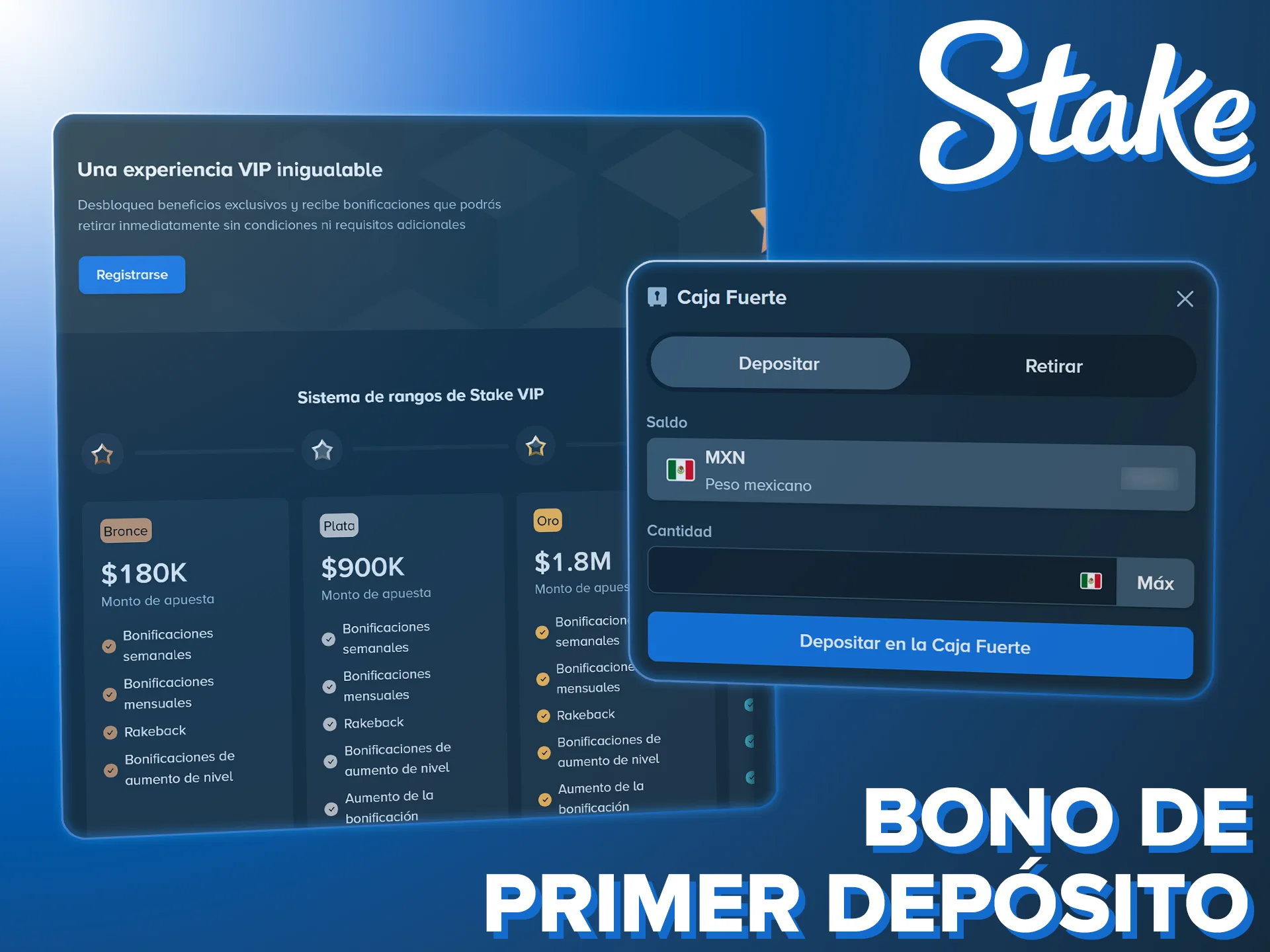 Activa tus recompensas al efectuar un depósito inicial ingresando a Stake.