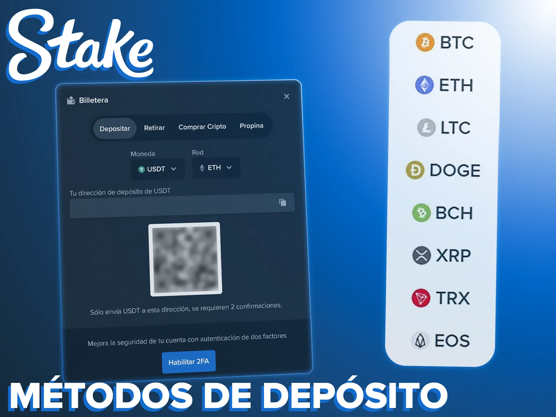 Utiliza las vías de depósito más eficientes y transfiere a Stake.