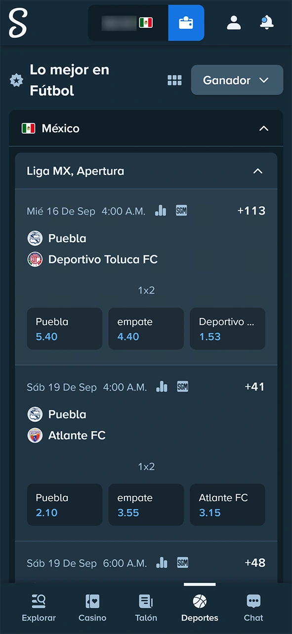 Elige tu evento favorito de fútbol para tus apuestas en Stake.