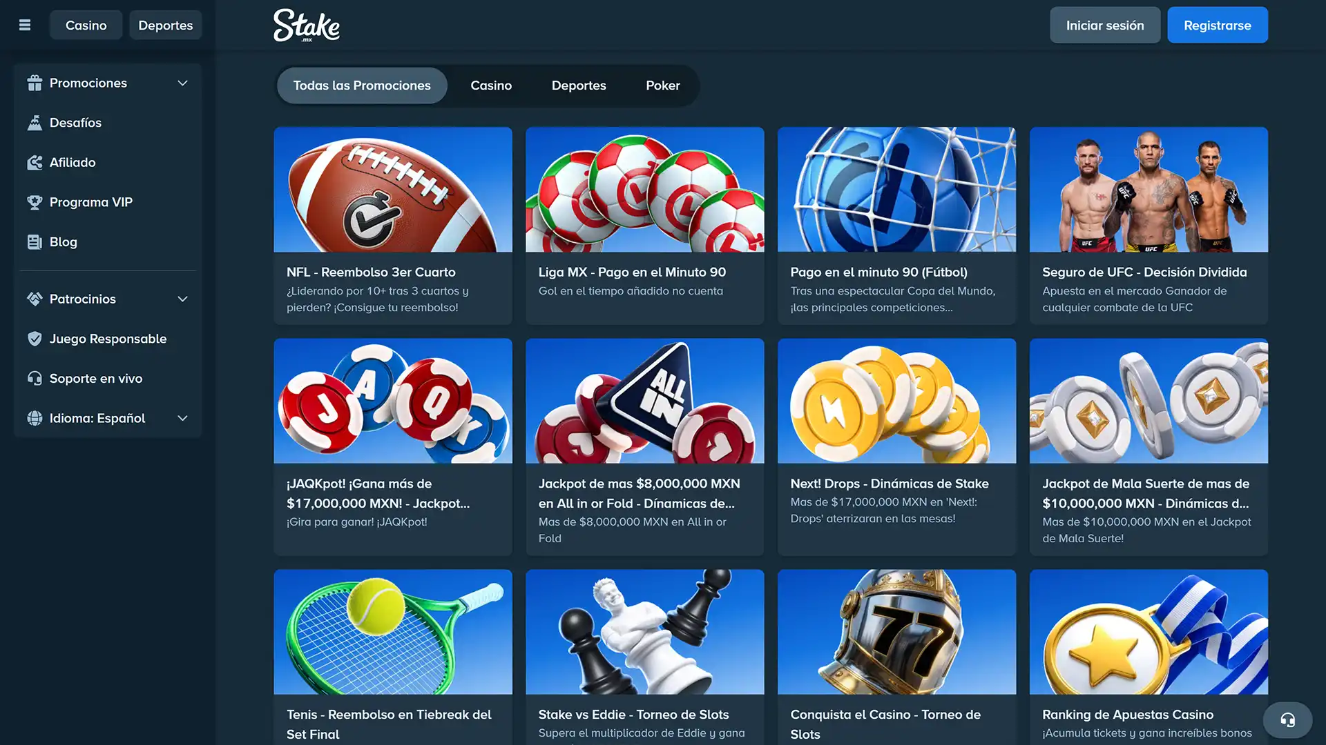 Reclama excelentes promociones y bonos disponibles en el sitio Stake.
