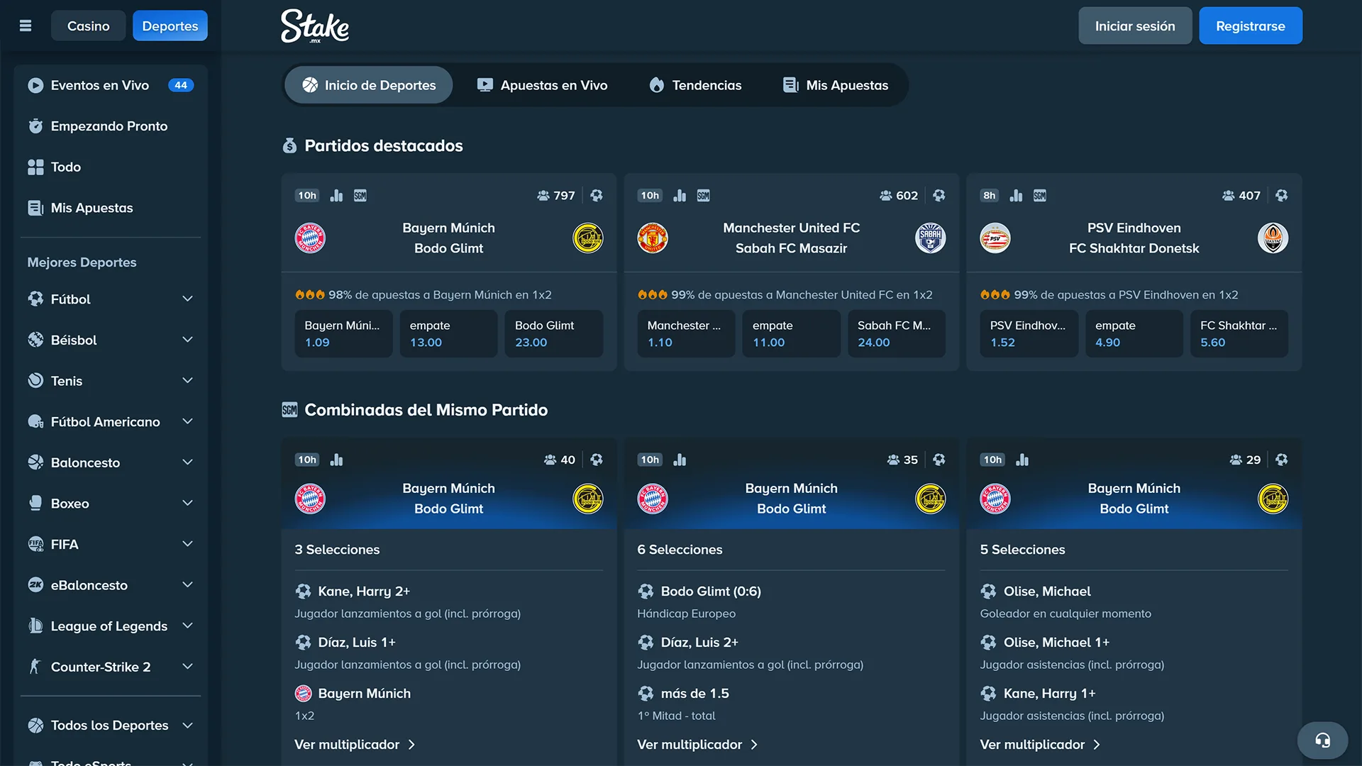 Realiza pronósticos deportivos dentro del sitio Stake para ganar hoy.