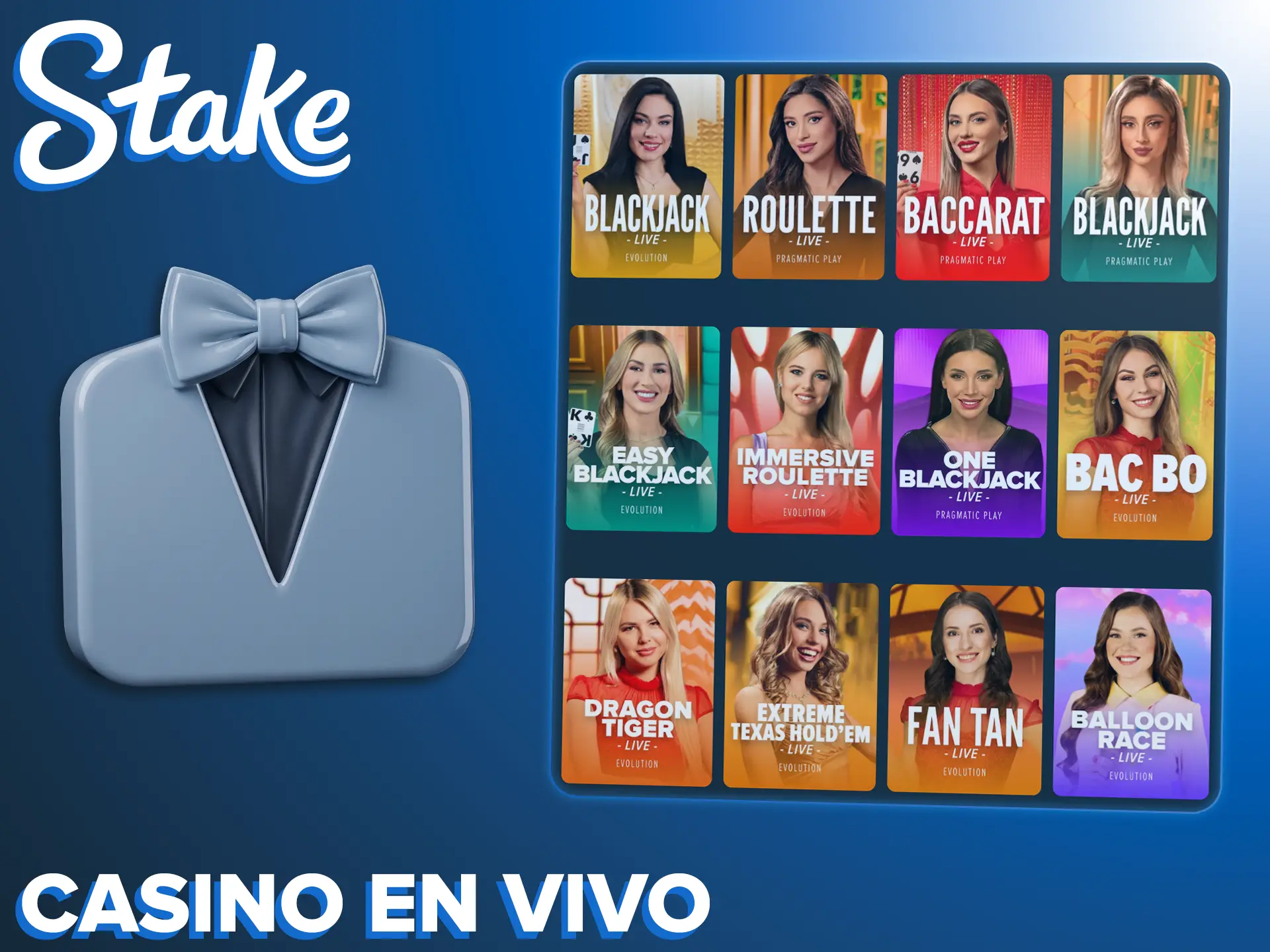Juega con crupieres reales apostando en el casino en vivo de Stake.