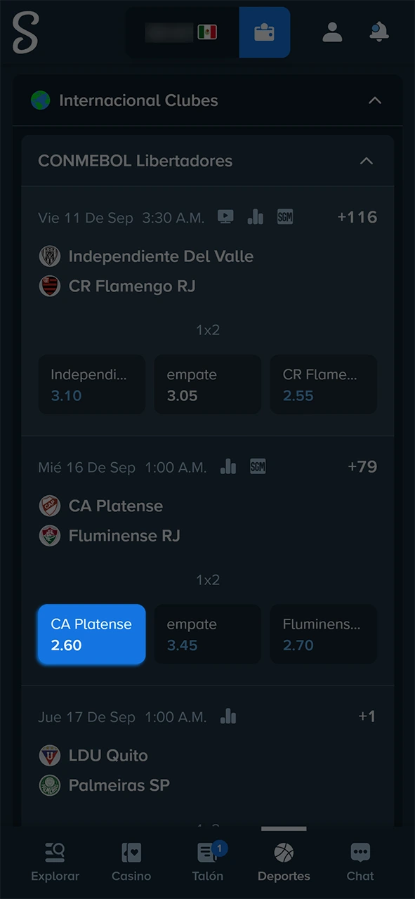 Añade tus pronósticos al cupón de apuesta dentro de Stake.