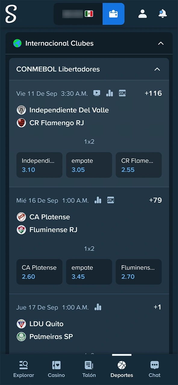Busca las mejores cuotas y define tu apuesta en Stake.