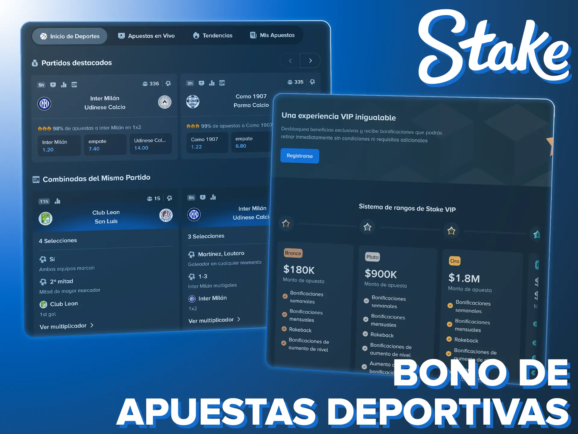 Haz tu registro en Stake y obtén recompensas para apuestas deportivas.