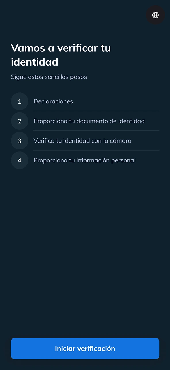 Sube tus documentos para verificar tu identidad del registro en Stake.