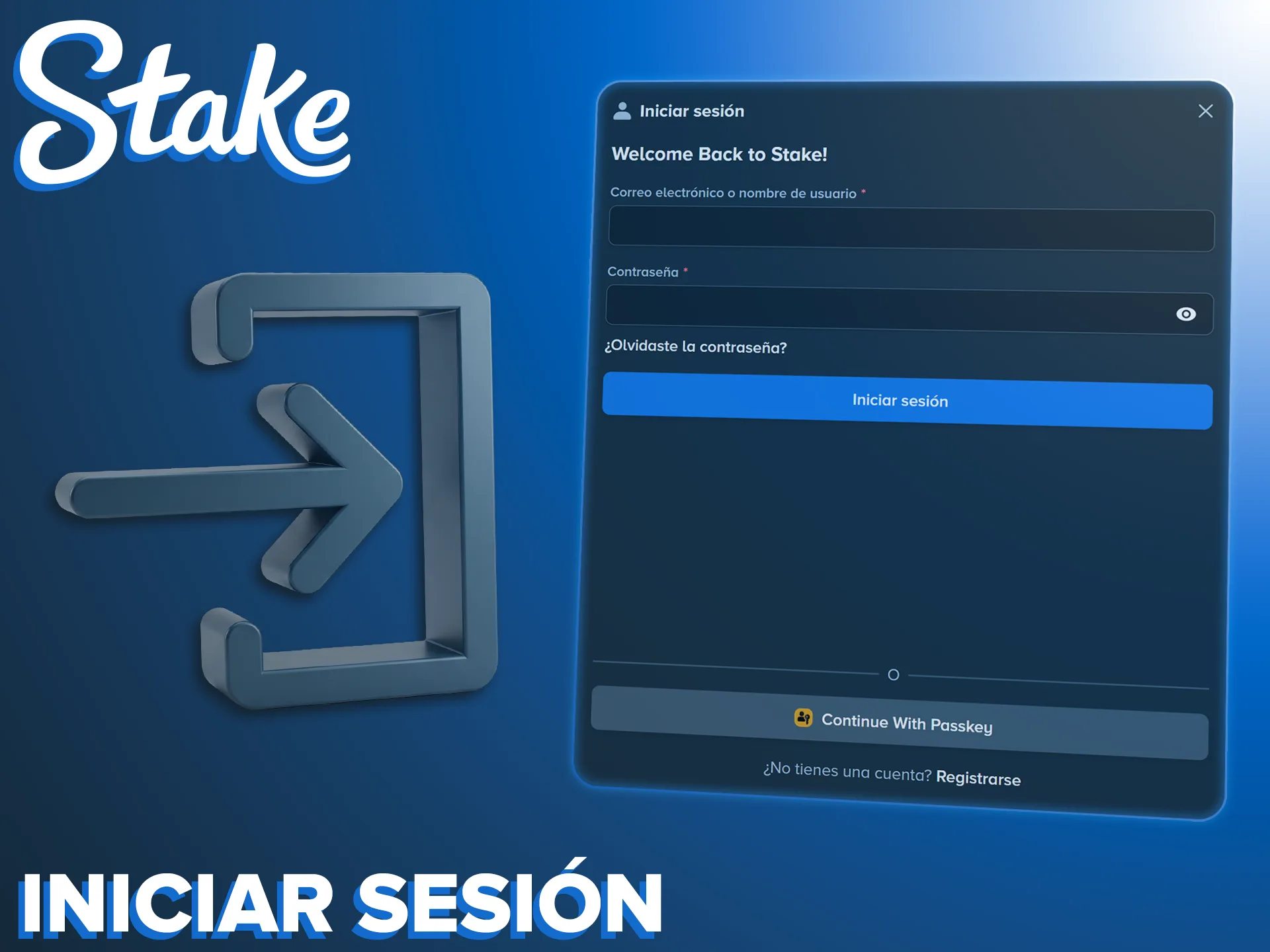 Ingresa a tu cuenta tras el registro en Stake para jugar.
